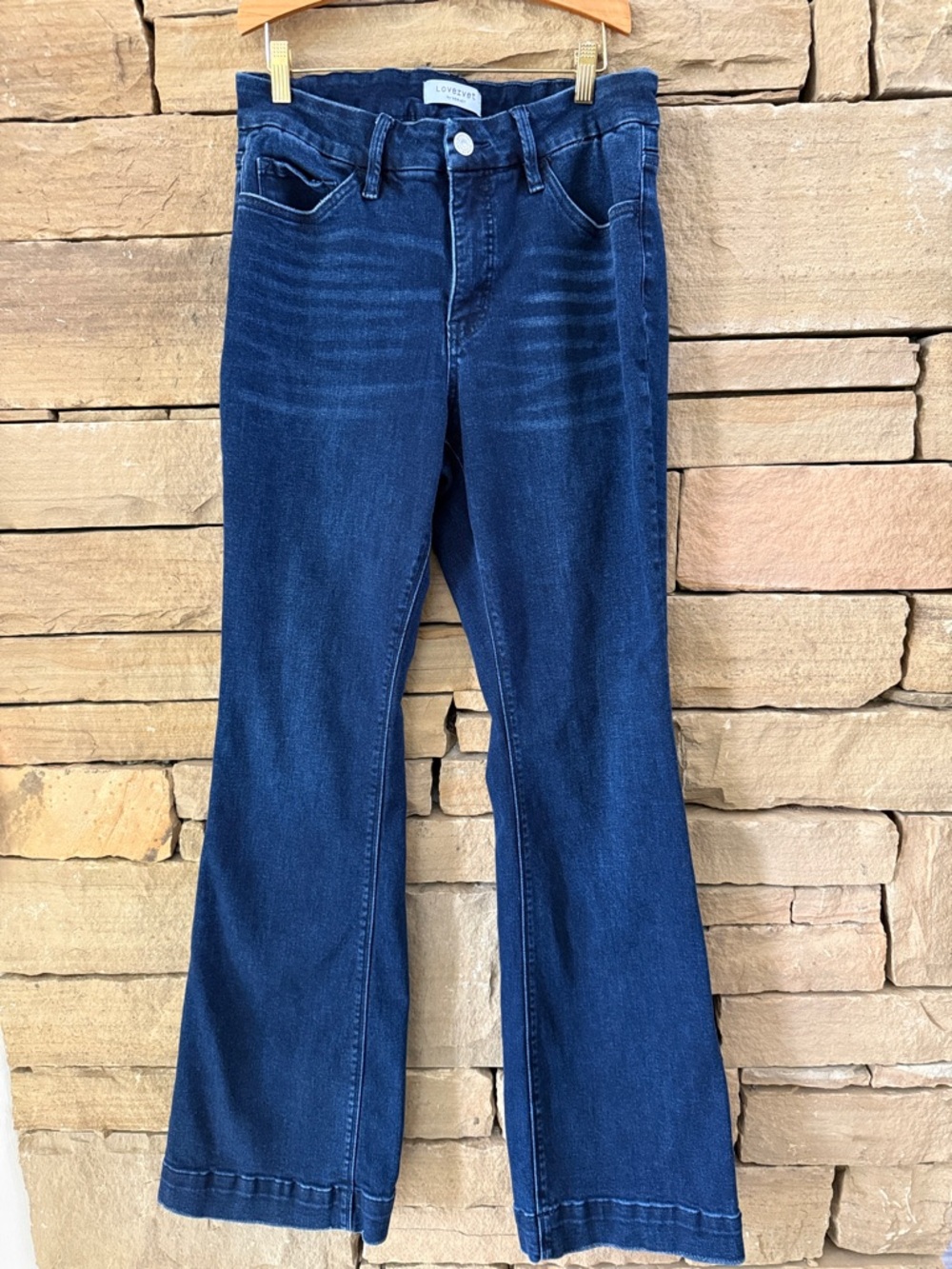 Dark Blue Flare Hi Rise Long Stretch Jeans - Navy Blue Women’s Denim by Lovervet